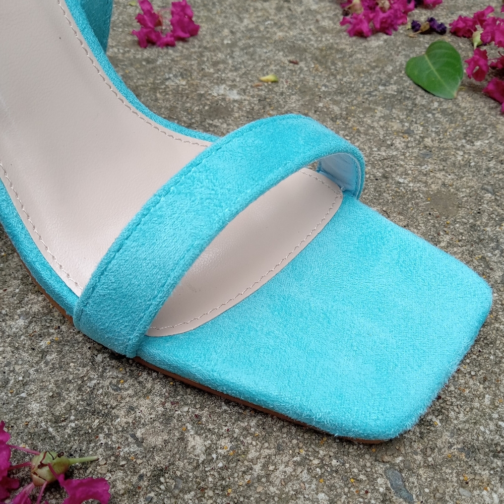 Blue Wrap Up Block Heel